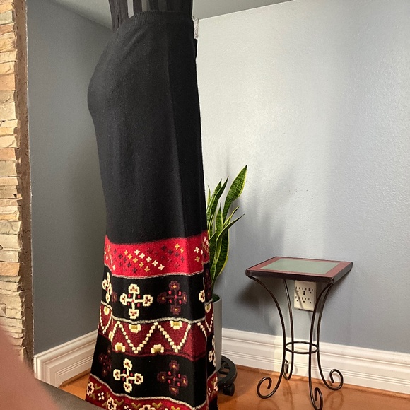 NWOT Double D Ranch Western Cowgirl Lambswool Fringe Maxi Skirt Holiday Black M - Picture 2 of 9